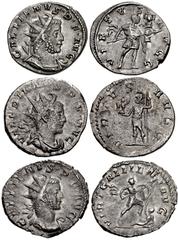 Valerianic Dynasty – Colonia Agrippinensis (Cologne) mint Lot of three (3) coins. 306a Gallienus. AD 253-268. Antoninianus (21.5mm, 3.57 g, 7h). Colonia Agrippinensis (Cologne) mint. Struck AD 257-260