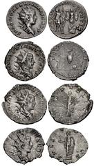Valerianic Dynasty – Colonia Agrippinensis (Cologne) mint Lot of four (4) coins. 314a Saloninus. As Caesar, AD 258-260. Antoninianus (21.5mm, 2.48 g, 1h). Colonia Agrippinensis (Cologne) mint. Struck 