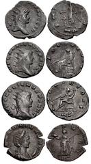 Valerianic Dynasty – Mediolanum (Milan) mint Lot of four (4) coins. 452a Gallienus. AD 253-268. Antoninianus (20.5mm, 2.37 g, 1h). Mediolanum (Milan) mint, 1st officina. Issue 7, AD 266. IM[P GALLIENV