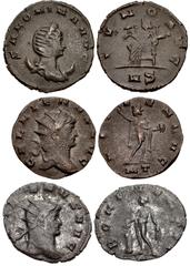 Valerianic Dynasty – Mediolanum (Milan) mint Lot of three (3) coins. 456a Salonina. Augusta, AD 254-268. Antoninianus (21mm, 2.73 g, 6h). Mediolanum (Milan) mint, 2nd officina. Issue 8, AD 266-7. SALO
