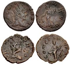 Valerianic Dynasty – Ancient Forgeries Lot of two (2) coins. 534a Gallienus. AD 253-268. Antoninianus (17.5mm, 3.07 g, 1h). Contemporary struck forgery. GALLIENVS AVG, radiate head right / MONETA AVG,