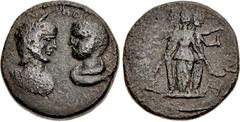 Provincial Coinage PISIDIA, Adada. Salonina, with Valerian II Caesar. Augusta, AD 254-268. Æ (28mm, 18.85 g, 6h). Struck AD 256-258. KOP[...], diademed and draped bust of Salonina right, facing barehe