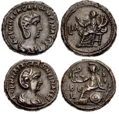 Provincial Coinage Lot of two (2) coins. 849a EGYPT, Alexandria. Salonina. Augusta, AD 254-268. Potin Tetradrachm (23mm, 9.84 g, 11h). Dated RY 11 of Gallienus (AD 263/4). KOPNHΛIA CAΛɯNεINA CεB, drap