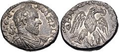 Selections from the Michel Prieur Collection PHOENICIA, Aradus. Macrinus. AD 217-218. AR Tetradrachm (26.5mm, 13.51 g, 7h). Laureate, draped, and cuirassed bust right / Eagle standing facing, head and