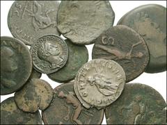 MIXED. Lot of thirteen miscellaneous Greek and Roman Æ. Calabria. Brundisium. Circa 200-89 BC. Æ 22mm. Laureate head of Poseidon right / Taras on dolphin left // Egypt. Alexandria. Antoninus Pius. Æ D