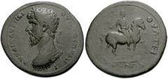 LYDIA, Thyatira. Lucius Verus. AD 161-169. Æ 37mm (27.96 g). Laureate and cuirassed bust left, seen from behind / Verus on horseback right. BMC -; SNG Copenhagen -; SNG von Aulock -; SNG Munich -; SNG