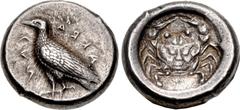 Greek SICILY, Akragas. Circa 488/5-480/78 BC. AR Didrachm (19mm, 8.80 g, 6h). Sea eagle standing left / Crab, with carapace in the form of a human face, within incuse circle. Westermark, Coinage, Peri