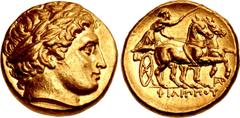 Greek KINGS of MACEDON. Philip III Arrhidaios. 323-317 BC. AV Stater (17.5mm, 8.59 g, 10h). In the types of Philip II. Abydos mint. Struck under Leonnatos, Arrhidaios, or Antigonos I Monophthalmos. He