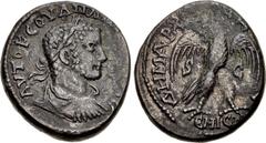 Roman Provincial SELEUCIS and PIERIA, Emesa. Uranius Antoninus. Usurper, AD 253-254. BI Tetradrachm (23mm, 11.35 g, 6h). Laureate, draped, and cuirassed bust right / Eagle standing facing, head and ta