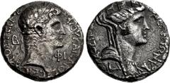 Roman Provincial SELEUCIS and PIERIA, Laodicea ad Mare. Gaius (Caligula). AD 37-41. AR Tetradrachm (24mm, 12.26 g, 12h). ΓAIOY KAIΣAPOΣ ΣEBAΣTOY ΓEPMA[...], laureate head right; B to left, ΦΙ to right