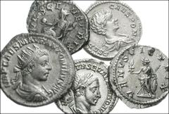 ROMAN. Imperial. Lot of five AR Denarii and an Antoninianus. AR Denarii: Caracalla / Venus. RSC 606 // Geta / Geta standing by horse. RSC 12 // Severus Alexander / Jupiter seated left, holding Victory