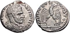 Selections from the Michel Prieur Collection SELEUCIS and PIERIA, Seleucia Pieria. Macrinus. AD 217-218. AR Tetradrachm (25mm, 11.11 g, 11h). Laureate, draped, and cuirassed bust right / Eagle standin