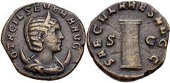 Roman Imperial Otacilia Severa. Augusta, AD 244-249. Æ Dupondius (24.5mm, 7.73 g, 12h). Ludi Saeculares (Secular Games) issue, commemorating the 1000th anniversary of Rome. Rome mint, 4th officina. 10