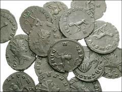 ROMAN. Imperial. Lot of seventeen Antoniniani of Gallienus and Salonina; Animal reverses. Gallienus / Stag (1) // Hippocamp (2) // Panther (9) // Pegasus (3) // Salonina / Stag (1) // Goat (1). VF and