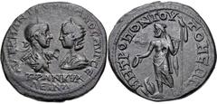 Roman Provincial MOESIA INFERIOR, Tomis. Gordian III, with Tranquillina. AD 238-244. Æ Tetrassarion (27mm, 13.96 g, 12h). Laureate, draped, and cuirassed bust of Gordian right, facing draped bust of T