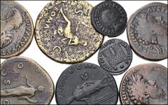 Large Lots ROMAN. Imperial. Lot of eight (8) bronze issues. Includes: Nero. Æ Sestertius // Antoninus Pius. Æ Sestertius // Diva Faustina Senior. Æ Sestertius // Marcus Aurelius. Æ Sestertius (2) // C