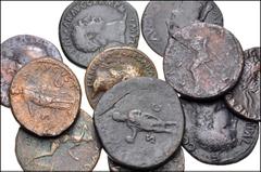 Large Lots ROMAN. Imperial. Lot of eleven (11) bronze issues. Includes: sestertii, assesm and dupondii. Near Fine to Fine,, the Didius Julianus severely tooled. LOT SOLD AS IS, NO RETURNS. Eleven (11)