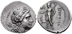 BRUTTIUM, The Brettii. Circa 216-214 BC. AR Hemidrachm (2.32 g, 3h). Attic Standard. Second Punic War issue. Laureate head of Apollo right; star behind / Artemis standing left, holding arrow and torch