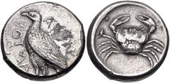 Greek SICILY, Akragas. Circa 465/0–445/0 BC. AR Tetradrachm (25mm, 16.91 g, 9h). Sea eagle standing left / Crab within incuse circle. Westermark, Coinage, Period II, Group II, 334 (O7/R25); HGC 2, 78.
