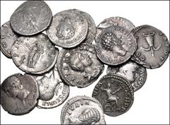 Large Lots ROMAN. Imperial. Lot of fifteen (15) silver issues. All coins: AR Denarii, unless noted. Includes: Augustus // Tiberius & Drusus. AR Drachm. Caesarea in Cappadocia // Nero // Hadrian // Ant