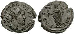 Marius. Romano-Gallic Emperor, AD 269. Antoninianus (20mm, 2.85 g). Mint I (Trier). 2nd emission. Radiate, draped, and cuirassed bust right / Felicitas standing left, holding caduceus and cornucopia. 