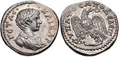 Selections from the Michel Prieur Collection SELEUCIS and PIERIA, Antioch. Geta. As Caesar, AD 198-209. AR Tetradrachm (27mm, 13.18 g, 12h). Struck AD 204. Bareheaded and draped bust right / VΠATOC AΠ