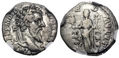 Roman Imperial Didius Julianus. AD 193. AR Denarius (16.5mm, 2.65 g, 1h). Rome mint. Laureate head right / Concordia standing left, holding aquila and signum. RIC IV 1; RSC 2. In NGC encapsulation 428