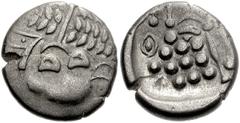 CELTIC, Britain. Durotriges. Uninscribed. Circa 65 BC-AD 45. BI Stater (19mm, 5.07 g). Devolved head of Apollo right / Disjointed horse left; pellets above, pellet below, pellet in lozenge above tail,