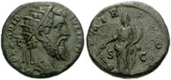 Didius Julianus. AD 193. Æ Dupondius (22mm, 8.29 g). Rome mint. Radiate head right / Fortuna standing left, holding rudder and cornucopia. RIC IV 12; BMCRE 17; Cohen 13. Near VF, green patina, some ro