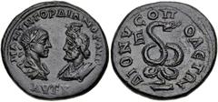 Roman Provincial MOESIA INFERIOR, Dionysopolis. Gordian III. AD 238-244. Æ Pentassarion (27mm, 13.10 g, 6h). Confronted busts of Gordian III right, laureate, draped, and cuirassed, and Serapis left, d
