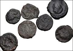 Large Lots ROMAN. Imperial. Lot of seven (7) late Roman bronzes. Includes: Valentinian II // Leo I (6). Fine to Good VF. LOT SOLD AS IS, NO RETURNS. Seven (7) coins in lot. "