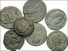 ROMAN. Imperial. Lot of seven large Æ of the 4th century. Constantius II / Soldier spearing falling horseman. Constantinople mint // Constantius Gallus. Caesar // Same. Same mint // Same, but Siscia m