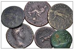 Large Lots ROMAN. Imperial. Lot of six (6) early Imperial bronze issues. Includes: Agrippa. As // Nero Claudius Drusus. Sestertius // Claudius. Sestertius // Domitian. Dupondius // Aelius. Sestertius.