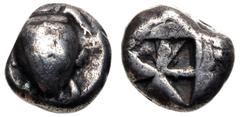Greek ISLANDS off ATTICA, Aegina. Circa 525-480 BC. AR Stater (17mm, 10.10 g). Sea turtle / Incuse square with a rough "Union Jack" pattern. Meadows, Aegina, Group IIb; HGC 6, 430. Toned. Fine. Ex Cla