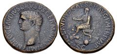 Roman Imperial Nero Claudius Drusus. Died 9 BC. Æ Sestertius (34mm, 27.76 g, 6h). Rome mint. Struck under Claudius, AD 41-42. NERO CLAVDIVS DRVSVS GERMANICVS IMP, bare head left / TI CLAVDIVS CAESAR A