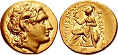 Greek KINGS of THRACE, Macedonian. Lysimachos. 305-281 BC. AV Stater (19mm, 8.57 g, 12h). Uncertain mint. Struck 3rd century BC. Diademed head of the deified Alexander right, with horn of Ammon / BAΣI