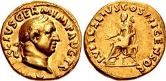 Roman Imperial Vitellius, with Vitellius the Elder. AD 69. AV Aureus (19mm, 7.20 g, 6h). Rome mint. Struck circa late April-20 December. A VITELLIVS GERM IMP AVG TR P, laureate head right / L VITELLIV