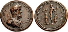 Roman Imperial Lucius Verus. AD 161-169. Æ Medallion (41mm, 49.93 g, 10h). Rome mint. Struck AD 168. L • VERVS ΛVG ΛRM PΛRTH MΛX, laureate, draped, and cuirassed bust right / TR P VIII • IMP IIII COS 