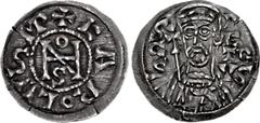 World ITALY, Papale (Stato pontificio). John VIII. 872-882. AR Denaro (22mm, 1.29 g, 6h). nomine Charles II or Charles III, Holy Roman emperor. Rome mint. + KAROLV(horizontal S) (MP), IOHANS monogram 