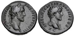 The Summer Haven Collection of Sestertii Antoninus Pius, with Marcus Aurelius as Caesar. AD 138-161. Æ Sestertius (33.5mm, 25.01 g, 12h). Rome mint. Struck circa AD 141-143. Laureate head of Antoninus