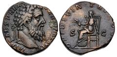 The Summer Haven Collection of Sestertii Pertinax. AD 193. Æ Sestertius (28.5mm, 21.35 g, 6h). Rome mint. IMP CAES P HELV PERTINAX AVG, laureate head right / OPI DIVIN TR P COS II, S C across field, O