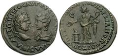 MOESIA INFERIOR, Marcianopolis. Caracalla, with Julia Domna. AD 198-217. Æ Pentassarion (26mm, 11.38 g). Quintilianus, magistrate. Laureate head of Caracalla right and draped bust of Julia Domna left,