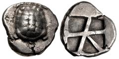 Greek ISLANDS off ATTICA, Aegina. Circa 456/45-431 BC. AR Stater (20.5mm, 12.33 g, 8h). Land tortoise with segmented shell / Large square incuse with skew pattern. Meadows, Aegina, Group IIIb; HGC 6, 