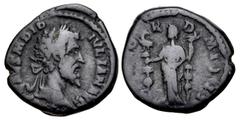 Roman Imperial Didius Julianus. AD 193. Æ "Limes" Denarius (17mm, 2.47 g, 12h). Uncertain mint. [IMP] CAES M DID IVLIAN AVG, laureate head right / [CONC]ORD MILIT, Concordia standing left, holding aqu
