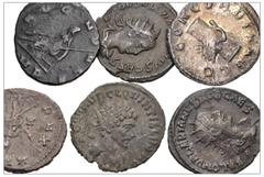 Large Lots ROMAN. Imperial. Lot of six (6) Antoniniani from Herennius Etruscus to Quintillius. Includes: Herennius Etruscus // Salonina // Saloninus (2) // Quintillius (2). Fine to VF. LOT SOLD AS IS,
