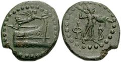 LYCIA, Phaselis. Circa 190-167 BC. Æ 18mm (4.78 g). Prow of galley right; above, Nike flying right, holding wreath / Athena Promachos advancing right, brandishing spear and holding shield. Heipp-Tamer