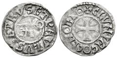 The Richard A. Jourdan Collection – World FRANCE, Provincial. Cluny. 11th century. AR Denier (20.5mm, 1.10 g, 3h). PETRVS ET PAVLVS, key upward / + CLVNIACO CENOBIO, cross pattée. Cf. Grierson, Coins 