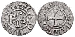The Richard A. Jourdan Collection – World FRANCE, Provincial. Maine (comté). Hugues II. Circa 939/955-991. AR Denier (21mm, 1.26 g, 6h). Immobilized type of Charles le Simple (the Simple), as Charles 