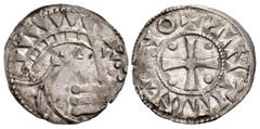 The Richard A. Jourdan Collection – World FRANCE, Provincial. Saint-Aignan (seigneurie). temp. Geoffroi I de Donzy to Geoffroi II de Donzy. Circa 1020-1112. AR Denier (19mm, 1.02 g, 11h). Stylized Blo