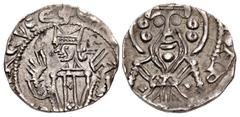 The Richard A. Jourdan Collection – World GERMANY, Münster (Bistum). Everhard von Diest. 1275-1301. AR Pfennig (14mm, 1.38 g, 6h). + Є[VERH] ARCVS Є, half-length bust of Everhard left, holding gospel 